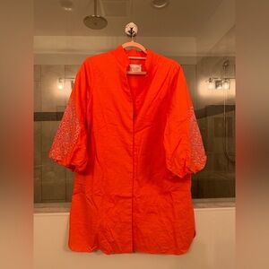 NEW Hyacinth House Tuckernuck Bright Coral Button-Up Tunic